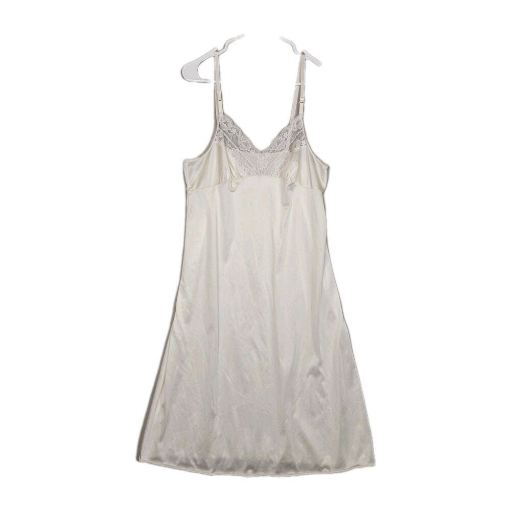 Vintage Hanes Her Way Slip Dress Style 7244 Size 40 Fits Large Ivory Lace Detail